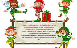  Toutes en chaussettes de Noël et bonnet de Noël pour faire de la GR 